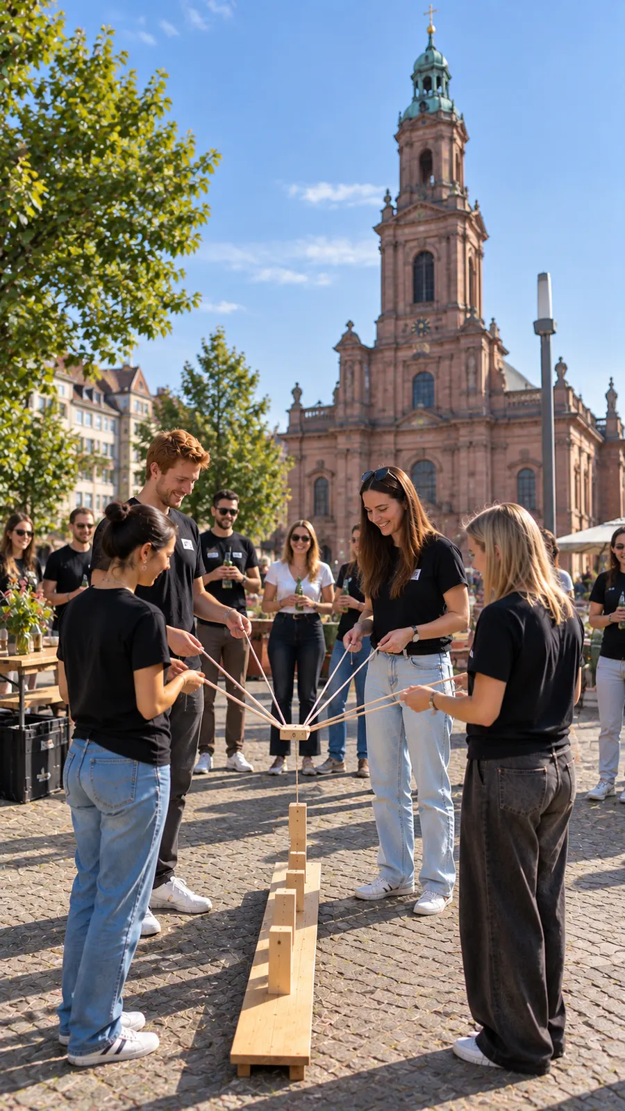 Teamevent auf dem Stadtplatz in Darmstadt mit BASH BOOM BANG